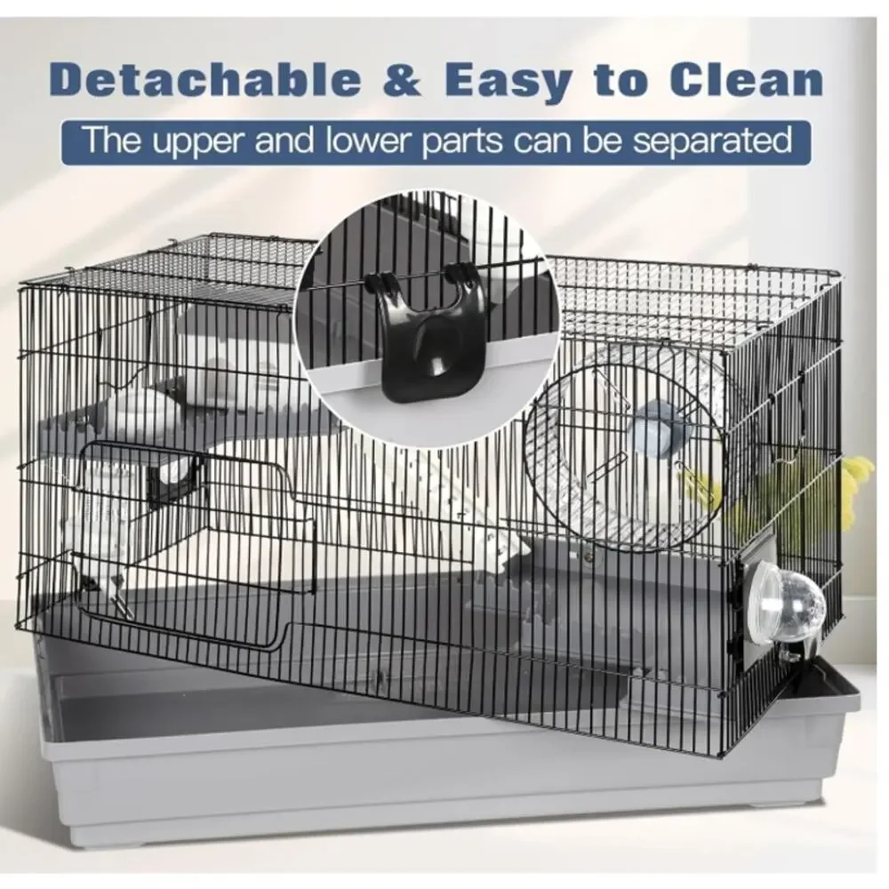 3-Tier Hamster Cage Starter Kit 22” w/Wheel House Bottle Tub Open Box
